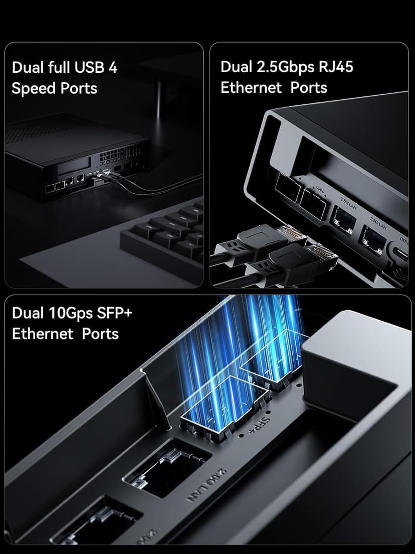 MINISFORUM MS-01 Mini Workstation Intel Core i9-13900H (vPro Enterprise Support) 32GB DDR5 1TB SSD Mini PC,2x 10Gbps SFP+/2x 2.5G RJ45/2x USB4/HDMI/1x PCIe4.0x16 slot/Support 3x M.2 2280/22110/U.2 SSD