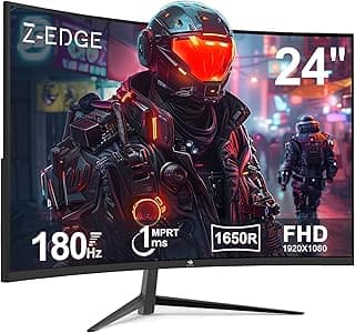 Z-Edge UG24 24-inch Curved Gaming Monitor 180Hz Refresh Rate, 1ms MPRT, FHD 1080 Gaming Monitor, R1650 Curved