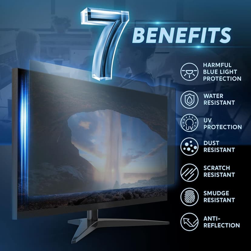 [2 Pack] 24 inch Removable Anti-Glare Blue Light Screen Protector for 16:9 Computer Monitor Display– Anti-Glare, Anti-Scratch, PC Anti-UV Eye Protection Filter Film