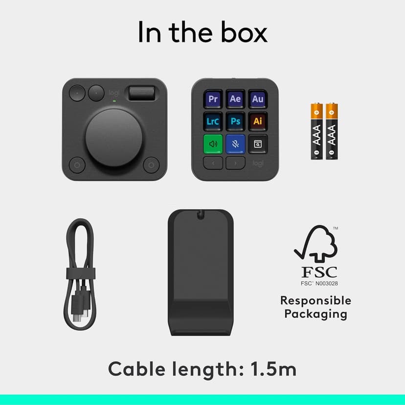 Logitech MX Creative Console, 9 Customizable LCD Keys, Stream Deck Accessories, Control Dial for Graphic Design, Adobe, Zoom, Spotify - Graphite, 3-Month Adobe Creative Cloud Membership