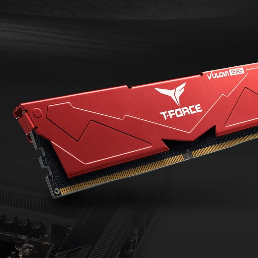 TEAMGROUP T-Force Vulcan DDR5 32GB (2x16GB) 6000MHz (PC5-48000) CL38 Intel XMP 3.0 & AMD Expo Compatible Desktop Memory Module Ram Red FLRD532G6000HC38ADC01
