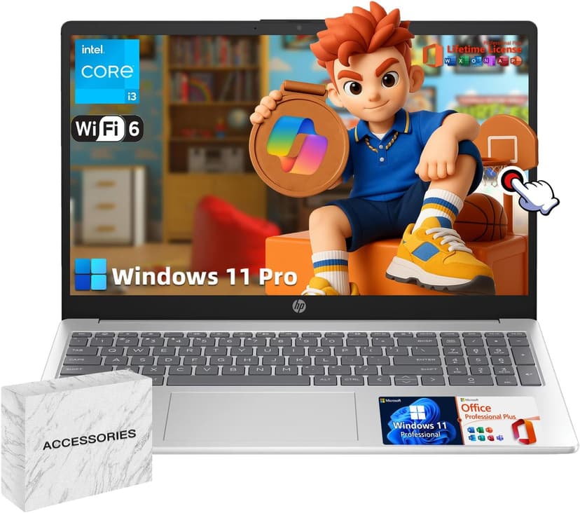 HP 15.6 Business Touchscreen Laptop Computer - w/Office Lifetime & Windows 11 Pro & DVD Drive | 15.6" HD 250 nits Touch Display | Intel i3 1215U | Wi-Fi6 | 32GB RAM • 1TB SSD