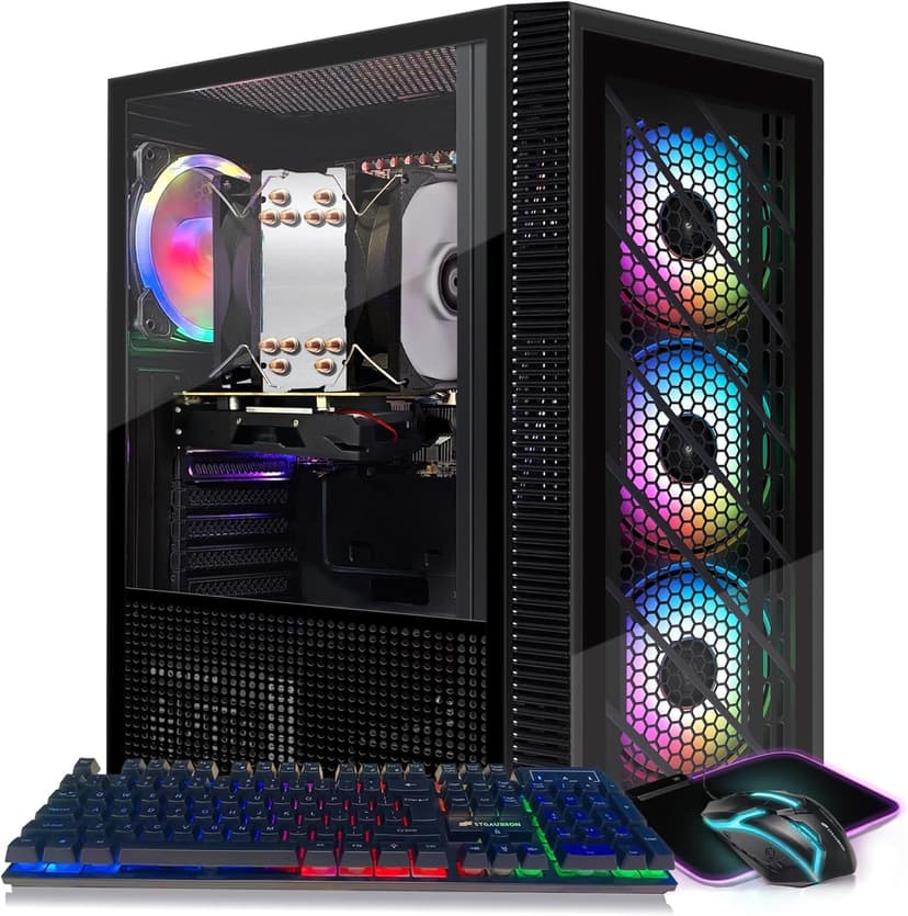 STGAubron Gaming PC Computer Desktop, Intel i7 Xeon E5 2.8GHz, Radeon RX 550 4G, 16GB DDR4, 512GB SSD, WiFi, BT 5.0, RGB Fan x4, Windows 10 Home