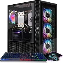 STGAubron Gaming PC Computer Desktop, Intel i7 Xeon E5 2.8GHz, Radeon RX 550 4G, 16GB DDR4, 512GB SSD, WiFi, BT 5.0, RGB Fan x4, Windows 10 Home