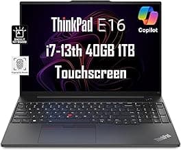 Lenovo ThinkPad E16 Business Laptop (16" FHD+ Touchscreen, Intel 13th Gen 10-Core i7-1355U, 40GB RAM, 1TB SSD) Backlit, Fingerprint, FHD Webcam, Ethernet, Thunderbolt 4, Win 11 Pro w/ AI Copilot