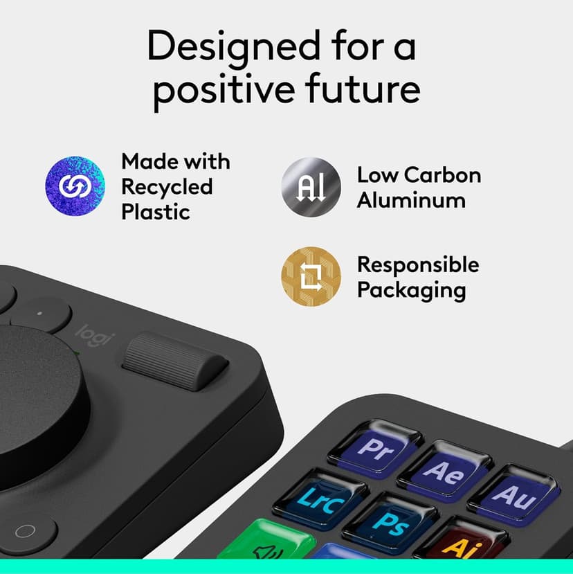 Logitech MX Creative Console, 9 Customizable LCD Keys, Stream Deck Accessories, Control Dial for Graphic Design, Adobe, Zoom, Spotify - Graphite, 3-Month Adobe Creative Cloud Membership