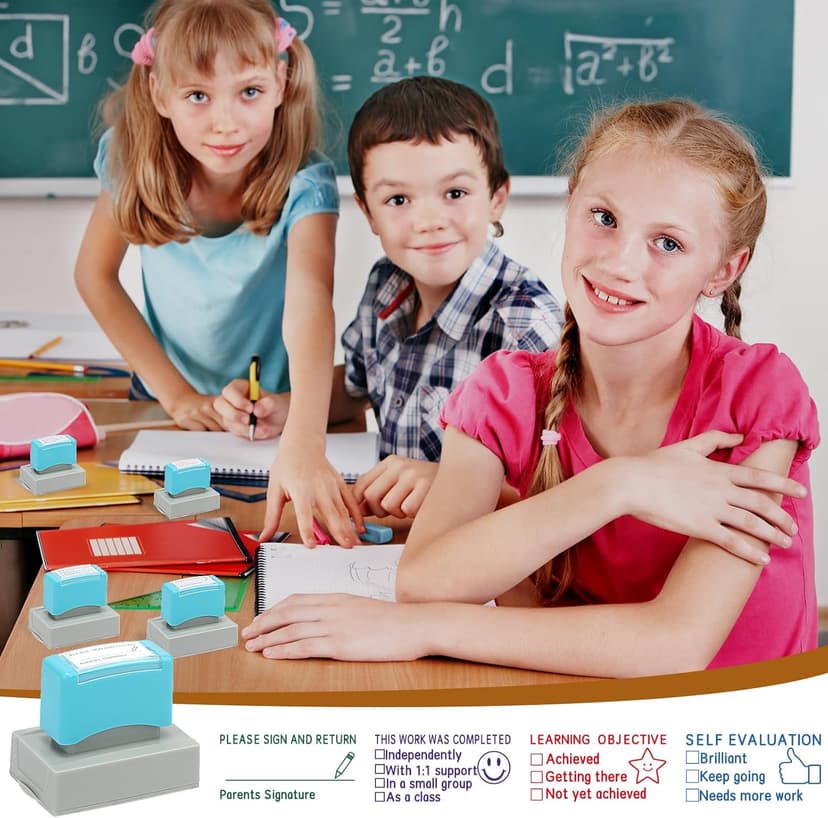 4 Pcs Teacher Stamps for Grading Self-Inking Special Accommodations Stamp Refillable Motivational Encouraging Rubber Stamp for Classroom Back to School Homework Student Dormitory Gifts