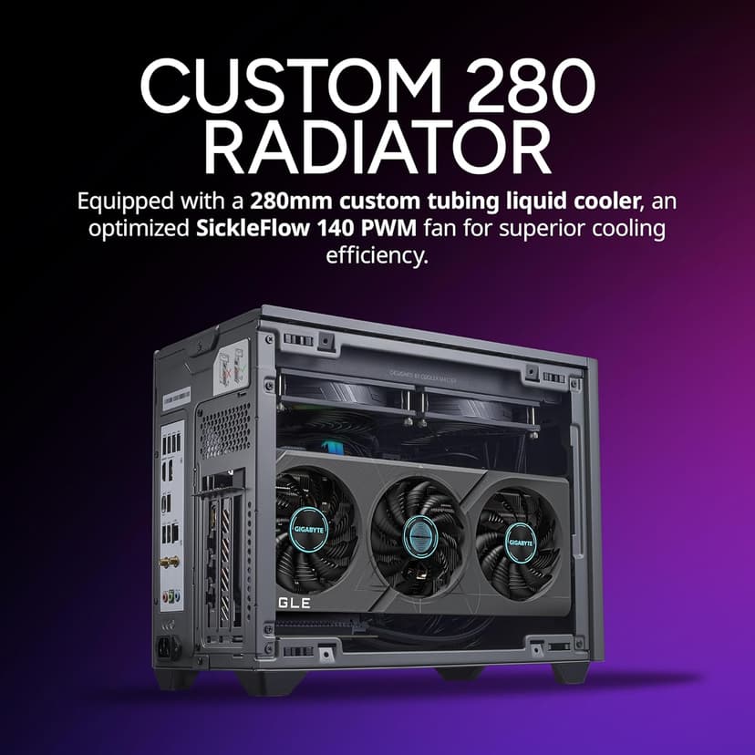 Cooler Master NR2 Pro Mini ITX – Intel i7-14700F 2.1GHz (5.4GHz Turbo) | Gigabyte RTX 4060 Ti 8GB & B760I AORUS PRO | 32GB DDR5 6000MHz | 1TB Gen4 M.2 | WiFi | Windows 11 | 280mm AIO Gaming PC