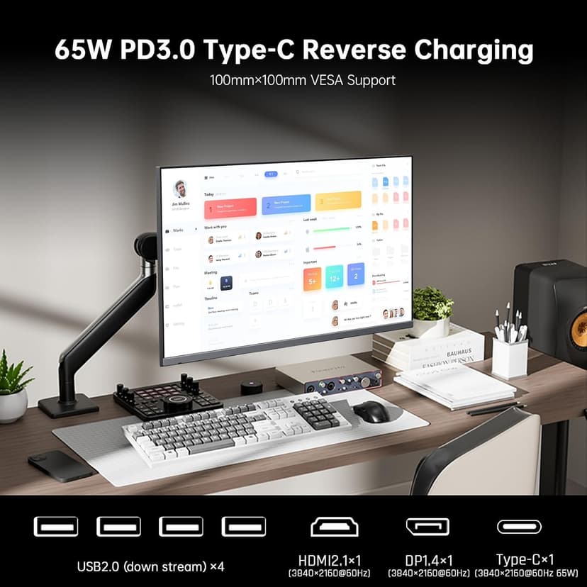 32 Inch 4K Smart Monitor, Google System UHD (3840x 2160) Smart Monitor with Speakers, Netflix Licensed, Type-C 65W PD, WirelessDisplay, HDR, Bluetooth, Hey Google Voice Remot, VESA Support, A32Q8