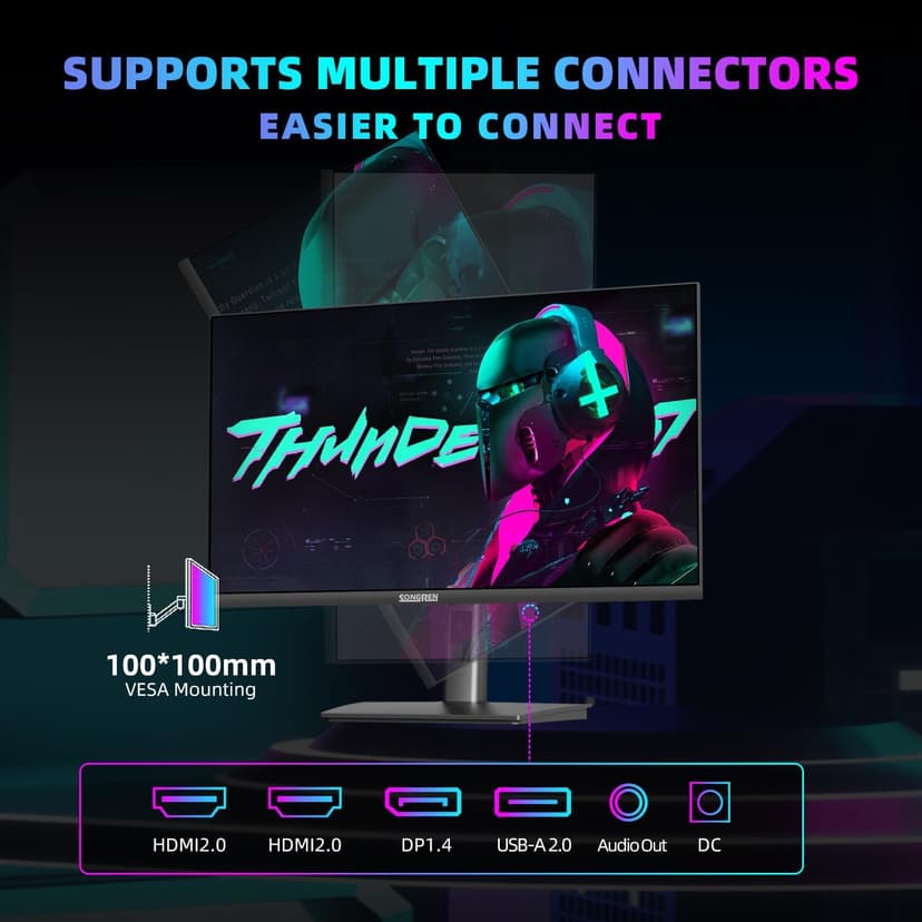 27 Inch 4K 144Hz Gaming Monitor, UHD 3840x2160 Fast IPS Panel PC Monitor, 135% sRGB, Freesync & G-sync, Support PS5 120Hz VRR, HDMI 2.1,DP 1.4, Height/Vertical Adjustment, Built-in Speaker