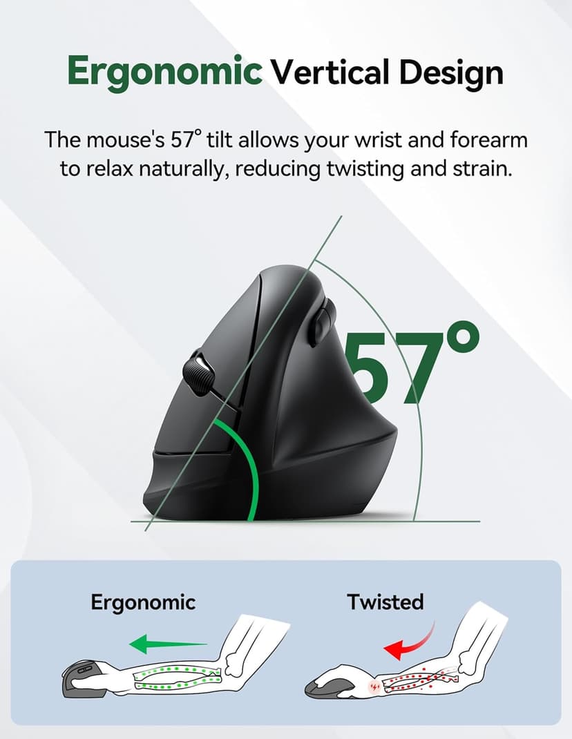 TECKNET Mini Vertical Wireless Mouse, Ergonomic Mouse for Small Hands, 4800DPI, 5 Adjustable DPI Levels, 6 Buttons, 2.4GHz Silent Optical Wireless Mouse for Laptop, Computers, PCs, Macs