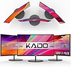 Kado Triple Monitor Setup - 3-Pack 27" Curved 1920x1080 Computer Monitor 1500R 75Hz VESA Mount HDMI Office Gaming Hybrid Built-in Speakers (C27X Trio Series)