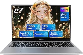 NIMO 15.6 IPS-FHD-Laptop, 16GB RAM 1TB SSD Intel Pentium Quad Core N100, Backlit Keyboard Fingerprint (Beat to i3-1115G4 Up to 3.4GHz) Computer for Student-Home WiFi 6 BT5.2 Win 11