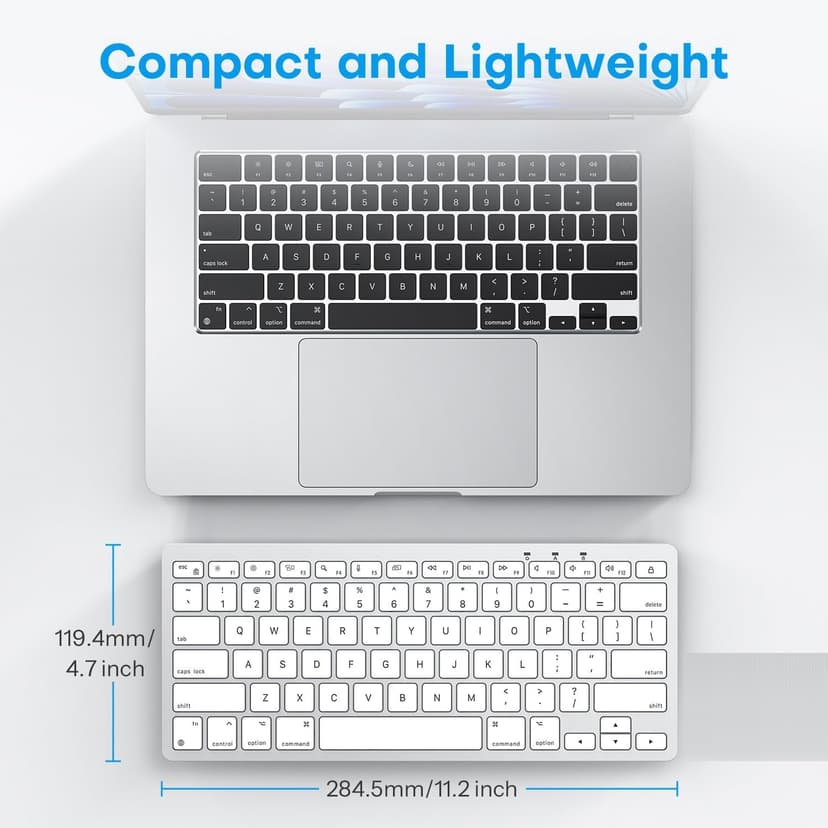OMOTON Wired Keyboard for Mac with Dual Interface, Comfortable Typing Angle & Stable Connection, Compatible with MacBook, iMac, Mac Mini, PC-White