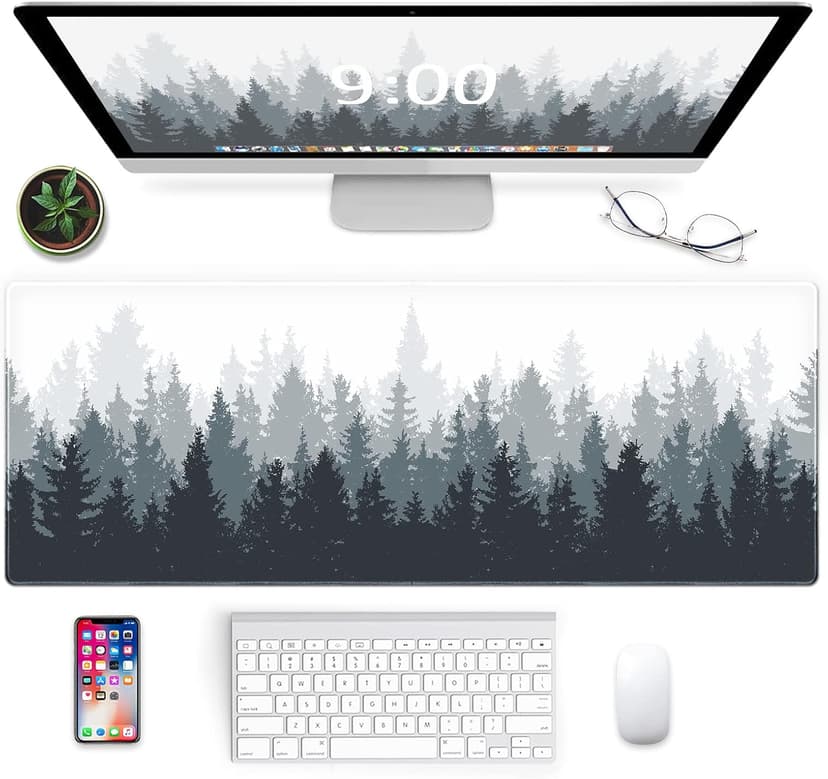 Galdas Gaming Mouse Mat Forest Background Pattern XXL XL Large Mouse Mat Long Extended Mouse Pad Desk Mat Non-Slip Rubber Mice Pads Stitched Edges Thin Pad (31.5 x 11.8 x 0.12 Inches) Tree