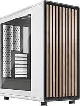 Fractal Design North Chalk White Tempered Glass Clear - Genuine Oak Wood Front - Glass Side Panel - Two 140mm Aspect PWM Fans Included - Type C USB - ATX Airflow Mid Tower PC Gaming Case