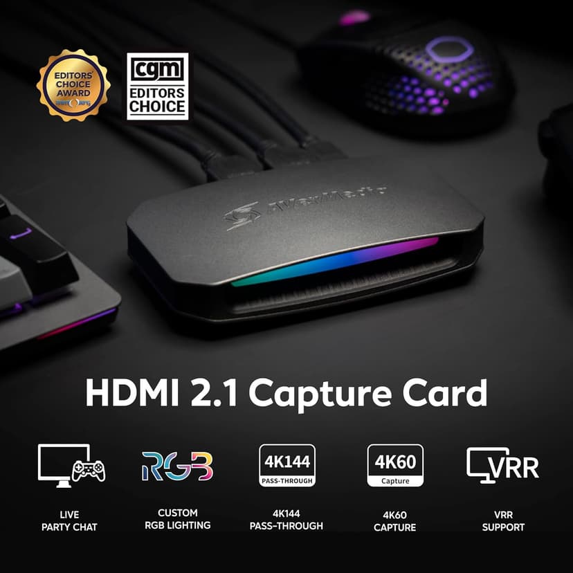 AVerMedia 4K60 Capture Card with HDMI 2.1, Low Latency, 4K144/4K120 Passthrough, Game Capture Device for PS5, PS5 Pro, Xbox, Switch, Streaming on Twitch, OBS on Mac & PC, GC553G2 Live Gamer Ultra 2.1