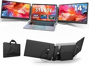 Laptop Screen Extender, 14" FHD 1080P Triple Portable Screen Extender Monitor for 13"-16.5" Laptop with Stand Dual Monitors Built-in Speakers, Laptop Monitor Extender for MacOS/Wins/Chrome/Dex
