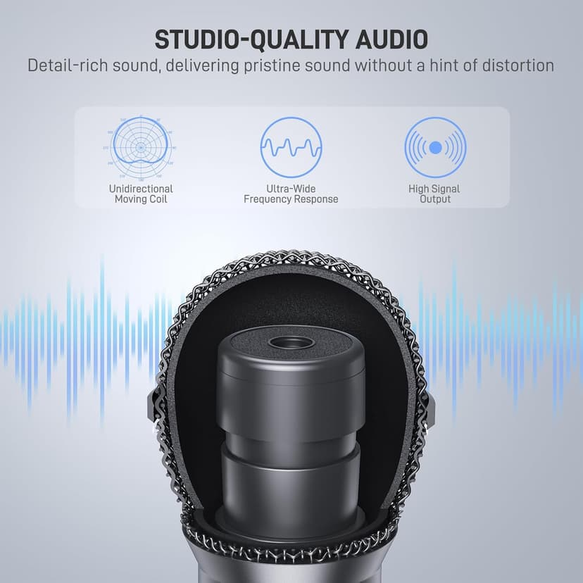 SUDOTACK Karaoke Microphone Wired Handheld: Dynamic Vocal Mic for PA System Speakers AMP with 9.84ft Cable and ON/Off Switch 1/4” Plug for Public Speaking