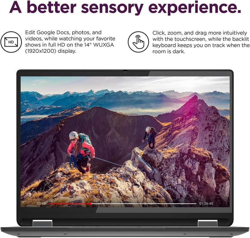 Lenovo IdeaPad Flex 5i Chromebook Plus 14" FHD+ 2-in-1 Touchscreen Laptop (Intel Core i3-1315U, 8GB RAM, 256GB Storage), Backlit, FHD Webcam, Chrome OS, w/Google AI, 2TB of Cloud Storage, Grey