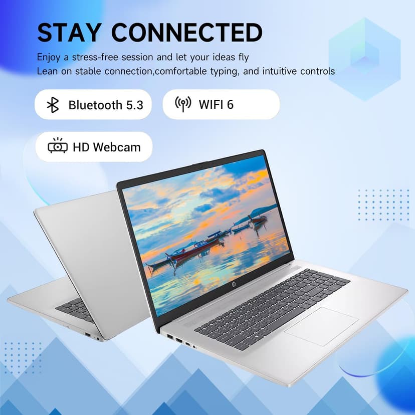HP Premium 17.3" Touchscreen Laptop, 8-Cores Intel Core i3-N305, 32GB RAM, 128GB eMMC + 1TB SSD, Webcam, HDMI, Wi-Fi 6, Windows 11 S, Silver