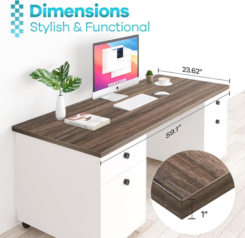Kaboon 60x24 inches Tabletop, Solid One-Piece Desktop for Sit Stand Desk, Double Desks, L Desk DIY,Wood Countertop Home or Commercial Use 1 inch Thick, Eucalyptus/Rustic Wood, 23.62" D x 59.1" W