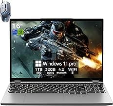 Gaming Laptop Computer, 16” FHD 60Hz Display, Core i7-8750H/GeForce GTX1050(6C/12T, Up to4.1Ghz), Business Laptop 32GB DDR4 RAM, 1TB PCIe3.0 SSD/HDMI/Webcam/Backlit Keyboard/Wi-Fi 5/Win11 Pro