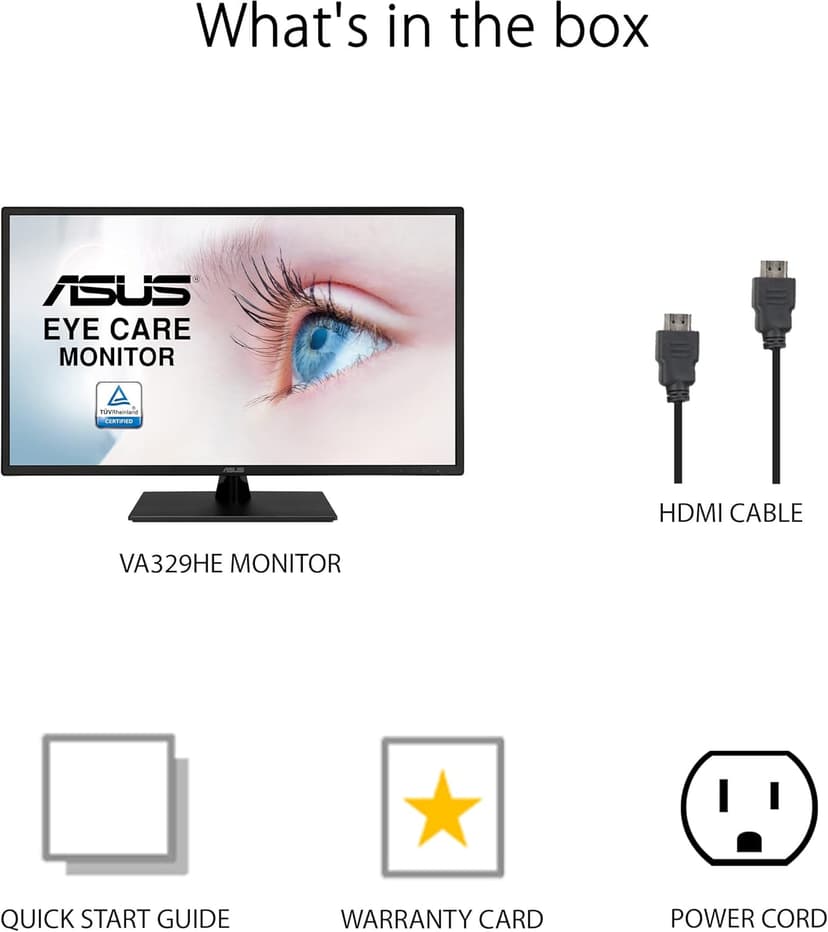 ASUS 32 Inch 1080P Monitor (VA329HE) - Full HD, IPS, 75Hz, Adaptive-Sync, Eye Care, Low Blue Light, Flicker Free, HDMI, VGA, Wall Mountable, Tilt Adjustable, Black