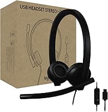 Logitech H570e USB Headset with Microphone for PC and Mac, USB-C Wired Headset with Stereo Sound, Noise-Canceling Mics and Inline Controls, Certified for Microsoft Teams, Black