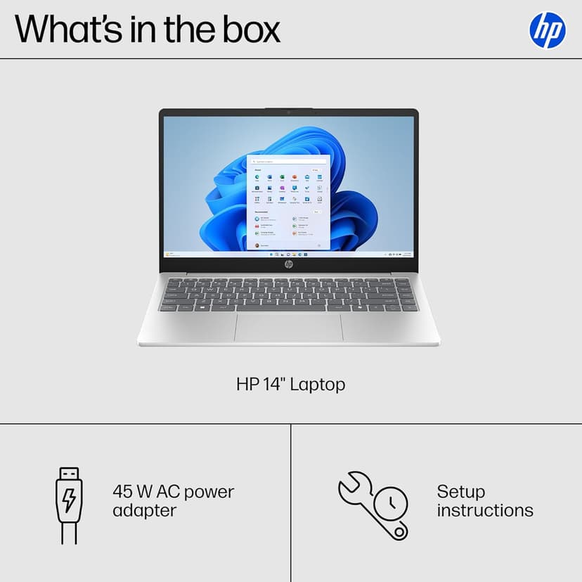 HP 14 inch Laptop, HD Display, Intel Core i3-N305, 8 GB RAM, 256 GB SSD, Intel UHD Graphics, Windows 11 Home in S Mode, Natural Silver, 14-ep0299nr