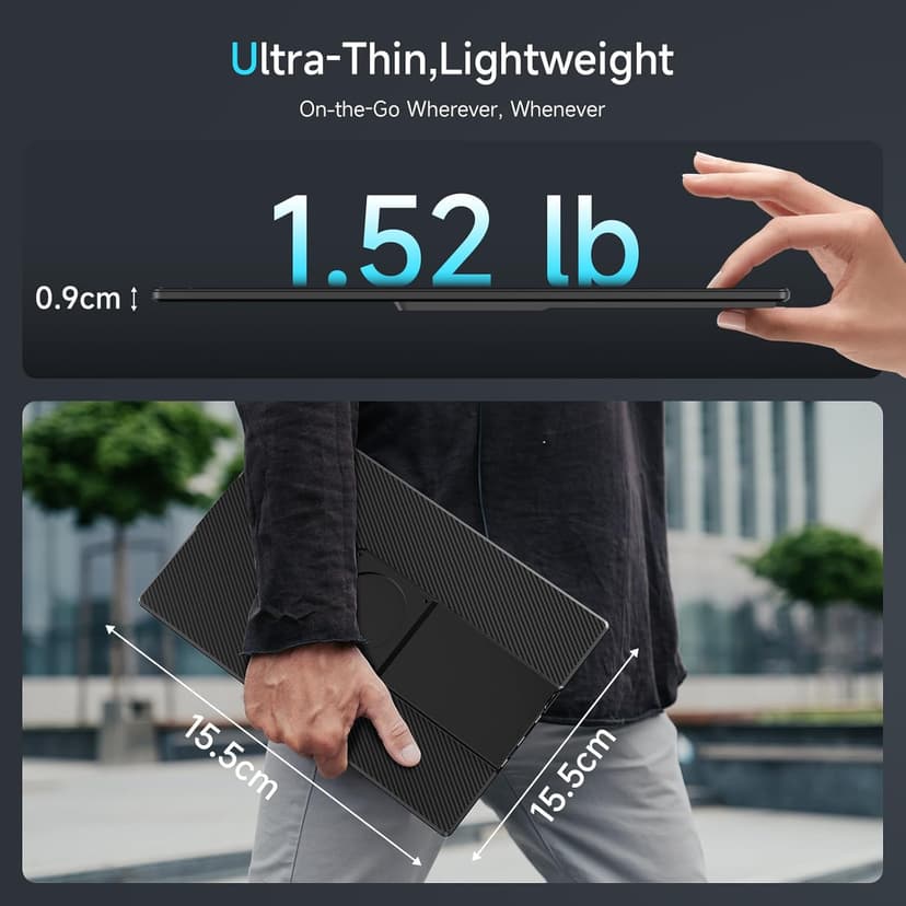 2025 Upgraded Laptop screen extender, 16.1" FHD 1200P, 360° Rotating, Plug&Play, Ultra-Thin Zero Frame, Detachable Stand, portable monitor for laptop, Travel Monitor for Laptop/PC/Mac/Phone