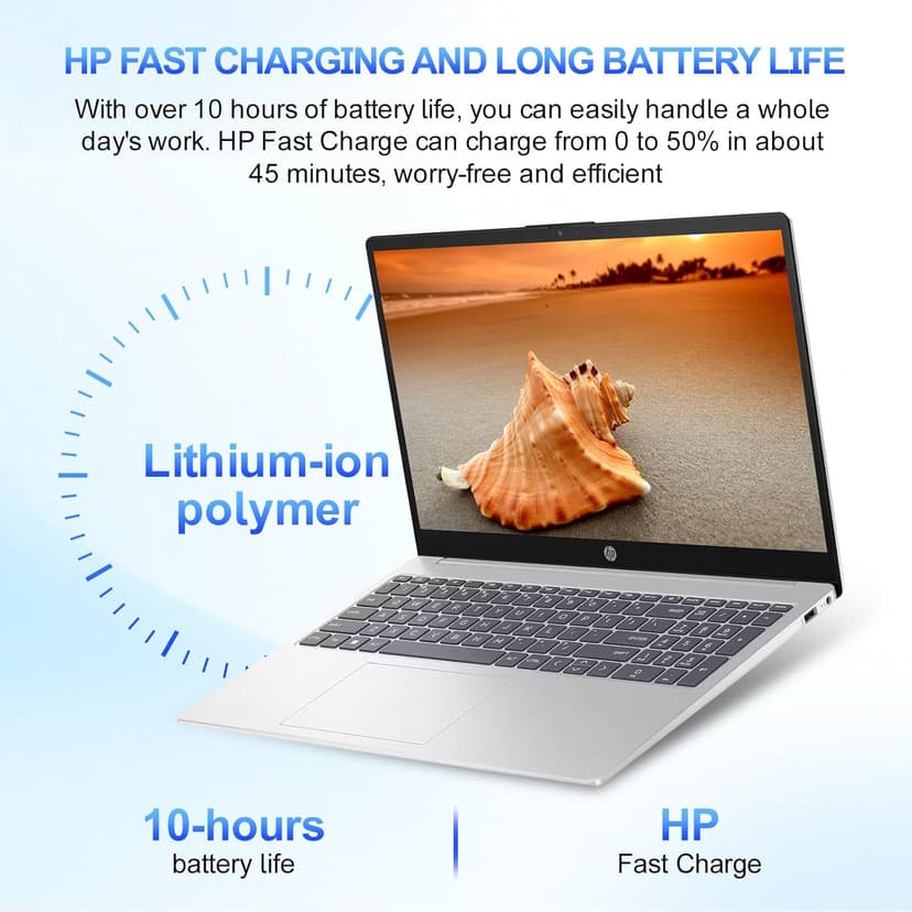 HP 15.6" Touchscreen Laptop Computer, Intel i3-1215U(Up to 4.4GHz), Intel UHD Graphics, 16 GB RAM, 1 TB SSD, Long Battery Life, Wi-Fi 6E, Copilot, Windows 11 Pro & Office Pro Lifetime License