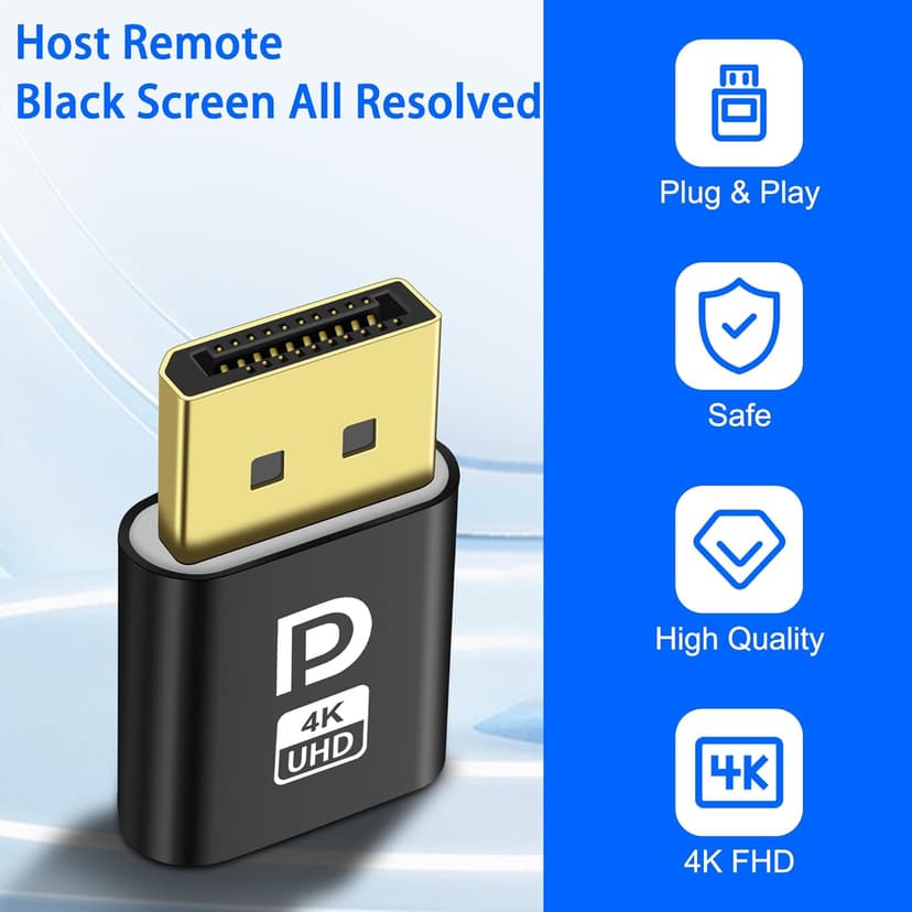 MEIRIYFA Display Port Headless Ghost Display Emulator, 4K Displayport Dummy Plug EDID Emulator Virtual Display Adapter for Crypto Mining, Remote Servers, Virtual Desktops (2Pcs)