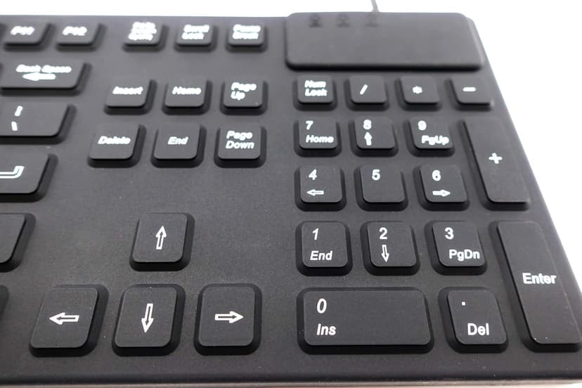 DSI Keyboard with Number Pad IP68 Waterproof Industrial Rugged Silicone IKB105, Black