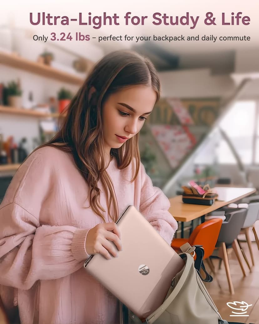 HP 14-inch Student Business Laptop – Intel N150 | Lightweight, AI Copilot Key for Study & Daily Use | 16GB RAM | 128GB UFS + 256GB MSD | w/Accessory Win 11 Pro + MS Office Lifetime | Pale Rose Gold