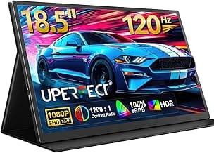 UPERFECT Portable Monitor 18.5 inch 120 Hz 100% sRGB 1080P Portable Screen for Laptop w/Smart Cover, VESA & Speakers, Frameless IPS HDR USB-C HDMI Port Gaming Monitor for Smart Phone, Tablet, MacBook