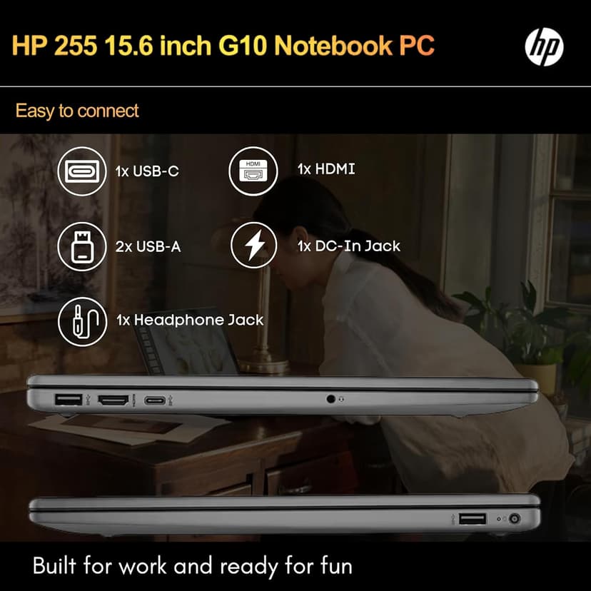 Hp 255 G10 Laptop for Home or Work, 32GB RAM, 1TB SSD, 15.6" Full HD, Ryzen 3 7330U (Beat Intel i5-1135G7), HDMI, USB-C, Windows 11 Pro, Business and Fun Ready