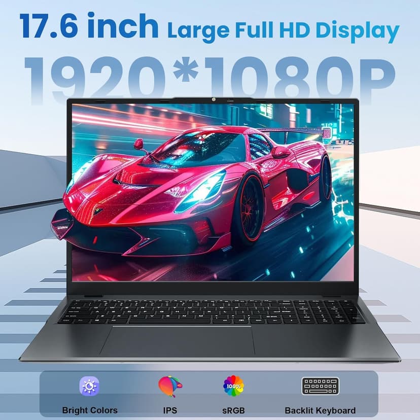 jumper 17.6 Inch Laptop, 16GB RAM, 640GB ROM, Office 365, Windows 11 Laotop with Celeron N5095, IPS FHD Display 100% sRGB, Backlit Keyboard, WiFi-6, Numpad, BT4.2, Type-C, Cooling System