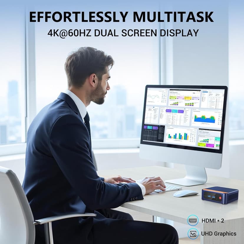 Mini PC, 13th Twin Lake N150 Linux Mini Computers (up to 3.6GHz) 16GB DDR4 512GB SSD Ubuntu Small Desktop Computer 4K Dual Display/WiFi 6/USB3.2/BT5.2/Gigabit Ethernet for Home, Office,Business