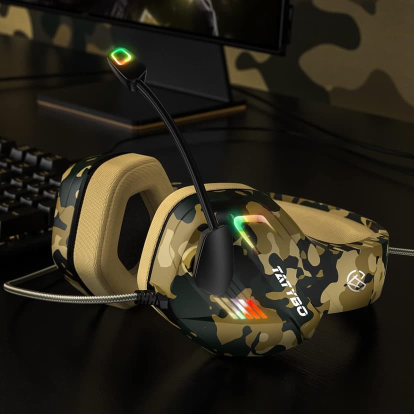 Gaming Headset for Ps5 Ps4 Xbox One Switch PC with Noise Cancelling Mic, Surround Sound PS5 Gaming Headphones with RGB Light