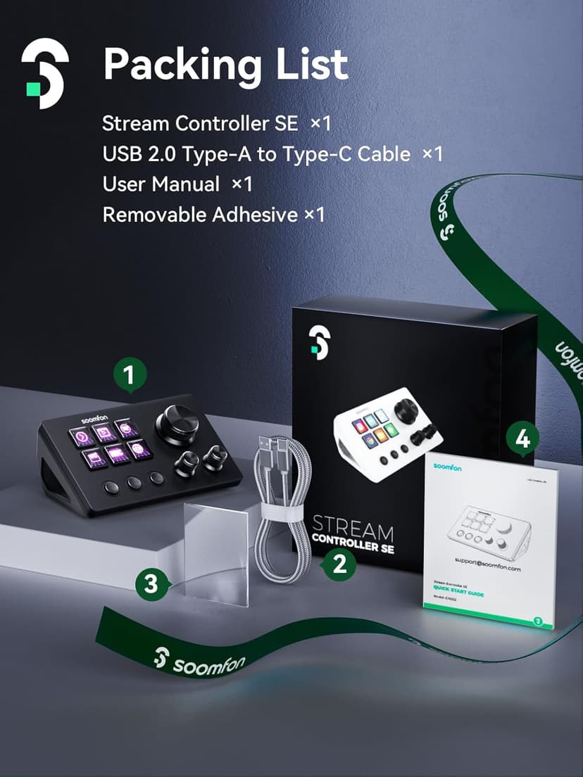 SOOMFON Stream Controller SE Stream Control Deck with 6 Customizable LCD Macro Keys to Trigger Actions in OBS Twitch YouTube for Content Creators Streaming Gaming Compatible with PC & Mac