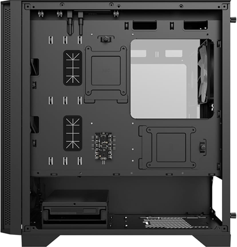 Montech AIR 100 ARGB Micro-ATX Tower with Four ARGB Fans Pre Installed, Ultra-Minimalist Design, Fine Mesh Front Panel, High Airflow, Unique Side Swivel Tempered Glass, Black