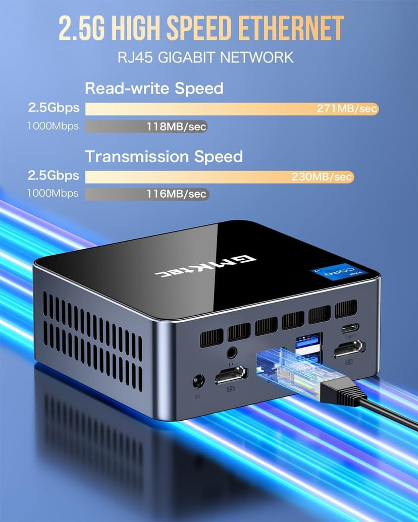 GMKtec Mini PC Intel Core i7-1195G7 (up to 5.0 GHz) 32GB DDR4 1TB SSD Desktop Mini Computers WiFi 6, BT 5.2/ DP, HDMI/RJ45 2.5G/USB4.0