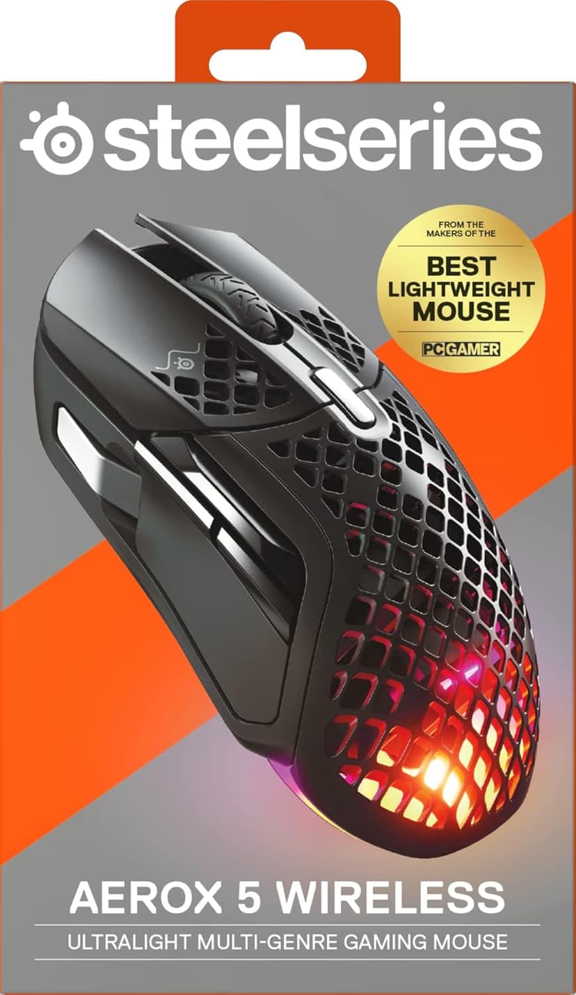 SteelSeries Aerox 5 Wireless Ergonomic 9-Button TrueMove Air Sensor 18000 CPI Ultra-Lightweight Design Gaming Mouse - Black (Renewed)