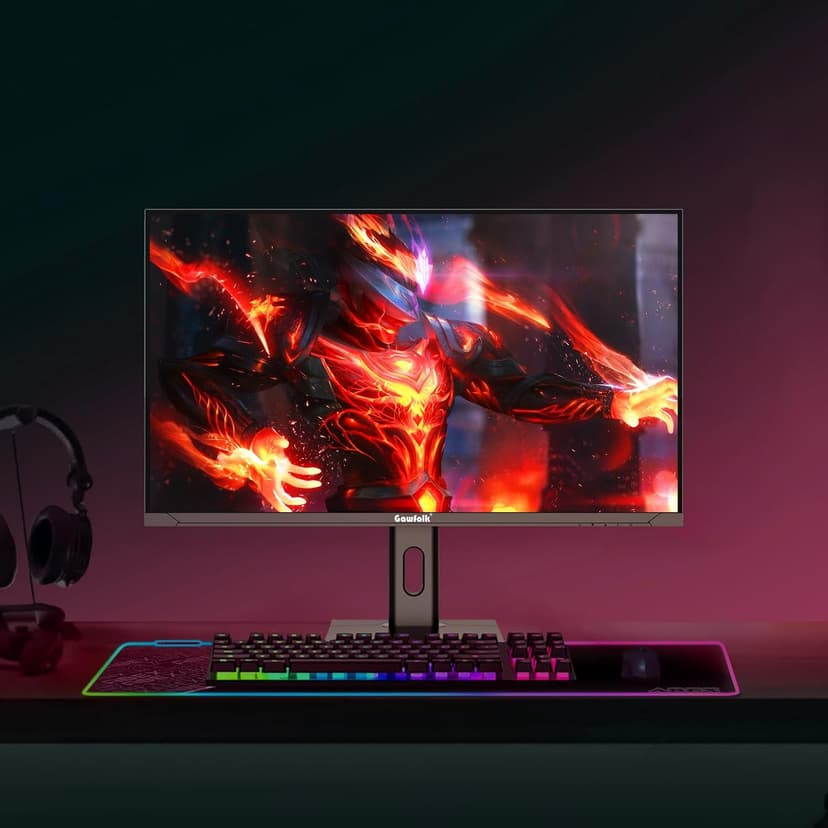 27 inch IPS PC Screen, 4K Gaming Monitor 144Hz, 1ms, FreeSync, 128% sRGB, 178° Wide Viewing Angle, HDMI 2.1, DisplayPort,Height-Adjustable and Swivel,75 * 75MM Wall Mount Compatible - Black