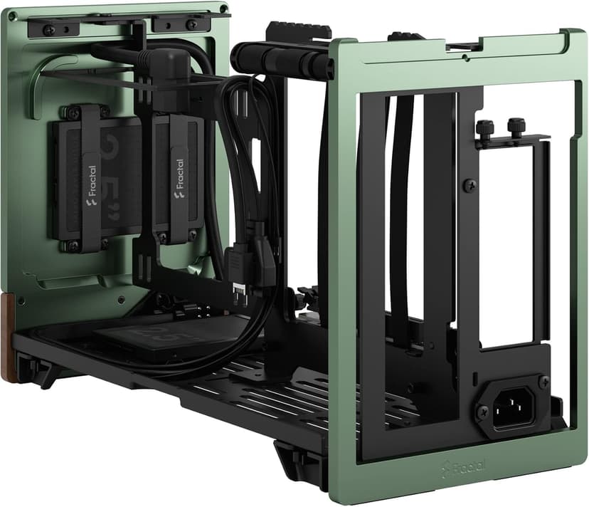 Fractal Design Terra Jade - Wood Walnut Front Panel - Small Form Factor - Mini ITX Gaming case – PCIe 4.0 Riser Cable – USB Type-C - Anodized Aluminum Panels
