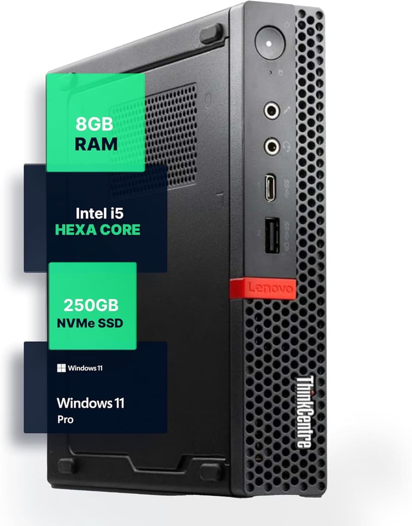 Lenovo M720Q ThinkCentre Mini PC | Windows 11 Pro | Intel i5-8400T | 8GB RAM + 250GB NVME | 5G WiFi + BT | Home or Office Micro Desktop Computer (Renewed)