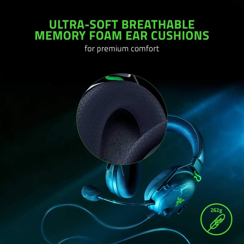 Razer BlackShark V2 Gaming Headset: THX 7.1 Spatial Surround Sound - 50mm Drivers - Detachable Mic - for PC, PS4, PS5, Switch, Xbox One, Xbox Series X|S - 3.5mm Audio Jack & USB DAC - Black