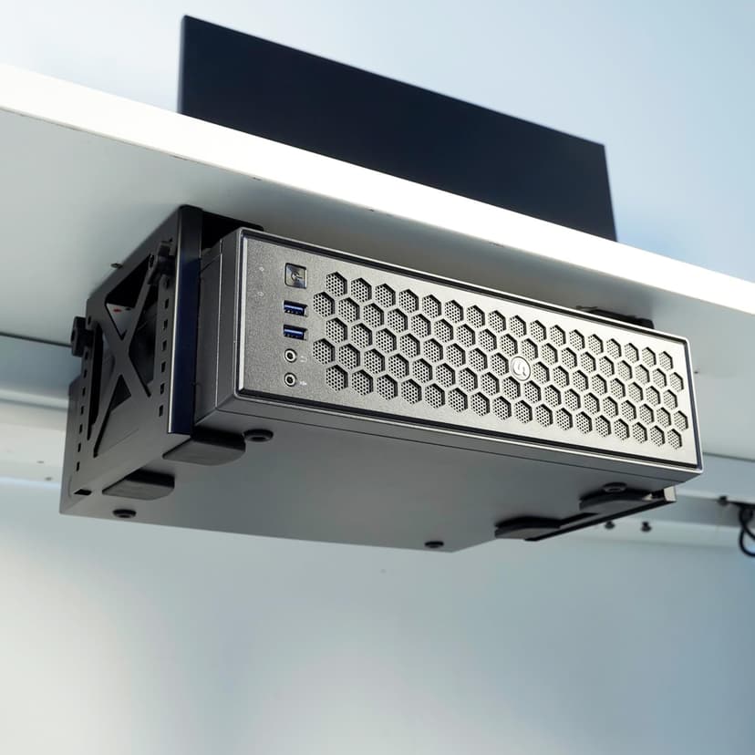 Monzlteck Adjustable Under Desk PC or NAS Mount Bracket Holder，Compatible with Desktop NAS(Network Attached Storage),CPU,UPS,Small Form Factor Desktop Tower.Xbox Series x,OptiPlex7000/7010