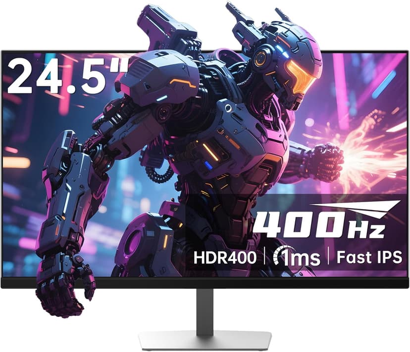 24.5 inch 400Hz 240Hz Gaming Monitor | Fast IPS 1ms | FHD 1080P Monitor | HDR 400 128% sRGB | HDMI x2, DP x2 |Tilt Adjustability Silver-Gray VESA 360Hz Monitors H25X7
